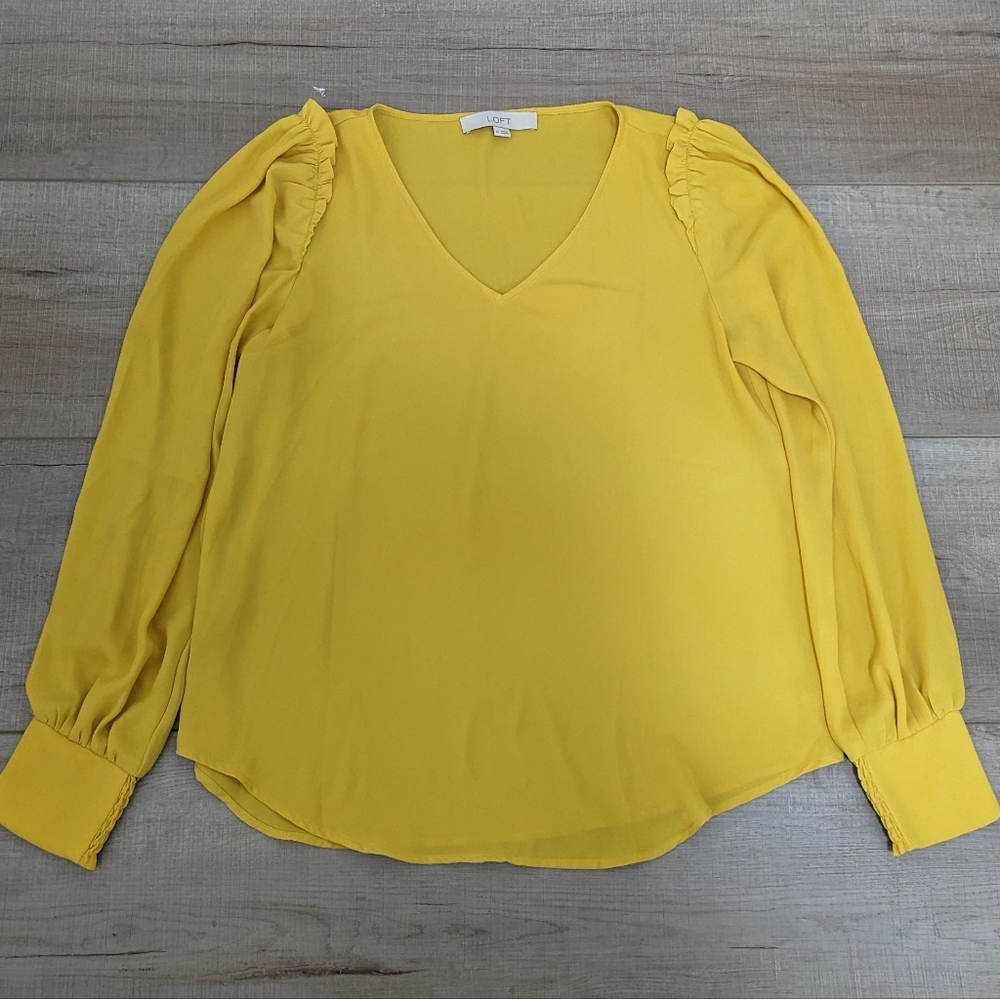 LOFT Long Sleeve Yellow Blouse Xsmall